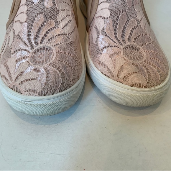 Halogen Pink Leather Slip On Shoes With Lace 8.5 - Picture 2 of 7